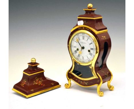 Reproduction walnut cased chiming bracket clock, in mid 18th Century style, by Schatz, 26cm high approx.