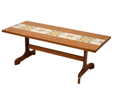 G-Plan style tile top coffee table, 123cm x 52cm x 44.5cm high