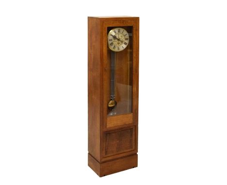 Synchronome-type clock retailed by 'K. Hodkinson, Clevedon', having silvered Roman chapter ring dial, 124cm high
