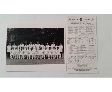 CRICKET, original joint team photo of England &amp; Sri Lanka, for Sri Lankas first Test match at Lords (1984), 10 x 8, photo