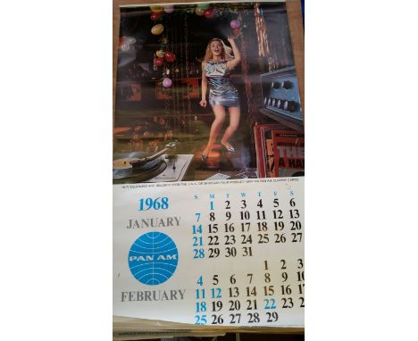 GLAMOUR, an original Pan Am calendar, 1968, showing girls full-length with products of the world, six pages (two months per p