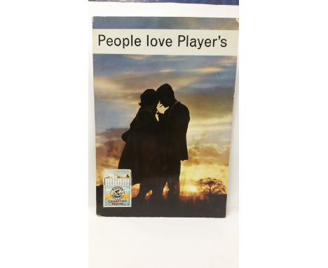 PLAYERS, cardboard showcard for Navy Cut cigarettes, People Love Players, showing silhouette of a man and woman, against a sk