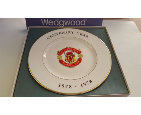 FOOTBALL, ceramic plate, Manchester United Centenary 1978, by Wedgwood, LE96/750, in original box, EX