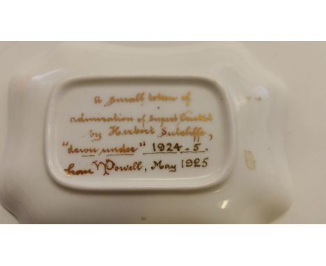 CRICKET, ceramics, pottery pintray for Alletsons innings v Sussex 1911, with scripted testimonial to front "A memorable innin