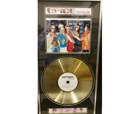 POP MUSIC, Spice Girls presentation piece, signed colour photo by all five (first name only), overmounted with commemorative 