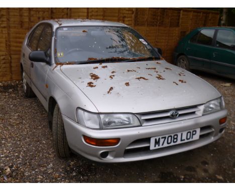 TOYOTA COROLLA CHARISMA PLUS, five door hatchback, M708 LOP, 1331cc petrol, silver, first registered 30/09/94, two owners, 47