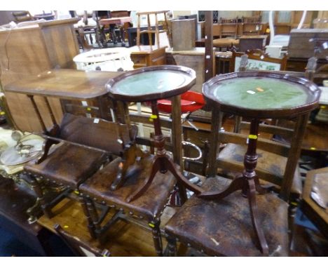 A SMALL MAHOGANY COFFEE TABLE, with lower book trough and two tripod occasional tables (sd) (3)