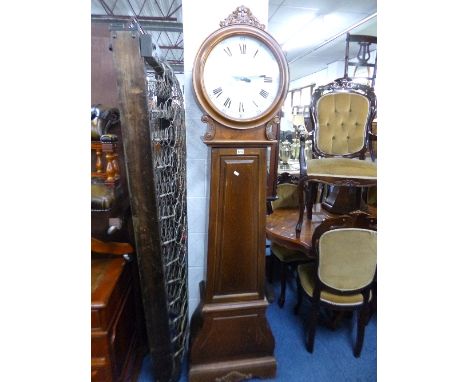 A MODERN STAINED HARDWOOD LONGCASE CLOCK, battery operated, dial marked 'Polaris', approximate height 200cm