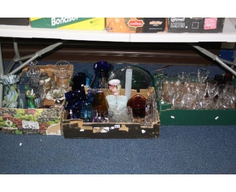 THREE BOXES AND LOOSE GLASSWARES, CERAMICS, etc, to include Caithness etc