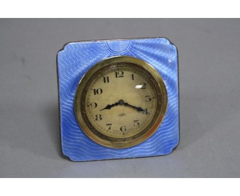 A 1930'S SILVER ENAMEL EASEL CLOCK