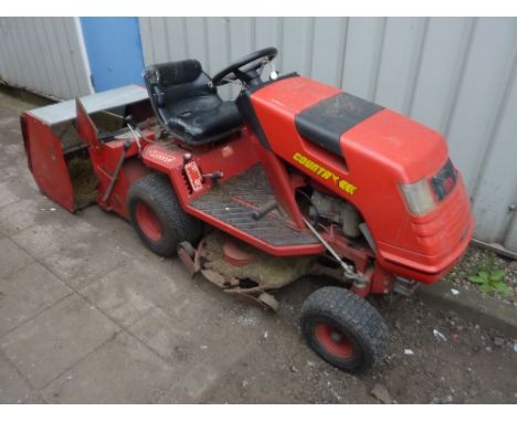 'COUNTRAX' RIDE ON LAWNMOWER, fitted with Briggs & Stratton 14 H P petrol engine, with grass collector (key) (spares or repai