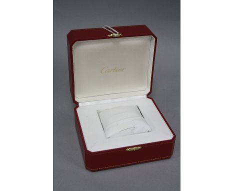 A CARTIER RED WATCH BOX, comes with padded cushion fitting (no watch)