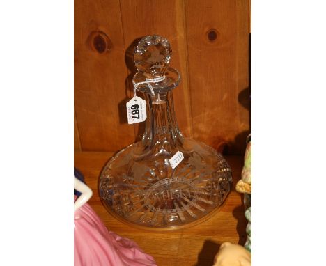 A CUT/ETCHED 'WHISKY' GLASS SHIPS DECANTER