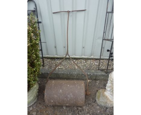 A CAST IRON GARDEN ROLLER