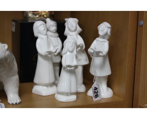 FIVE LIMITED EDITION ROYAL DOULTON CHRISTMAS CHOIR CAROL SINGER FIGURES, 'Brother', HN4290, 438/6000, 'Sister', HN4291, 473/6