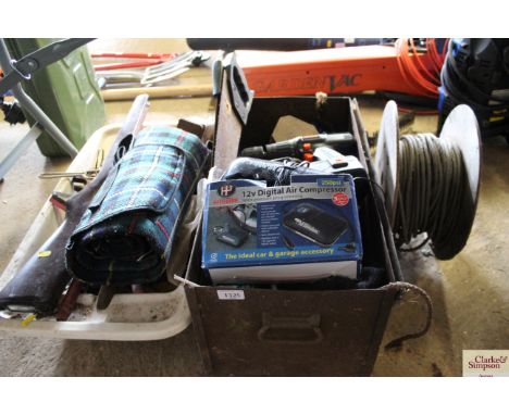 A plastic tray containing various hand held tools to include files, screwdrivers, saws, spanners etc.; together with a metal 