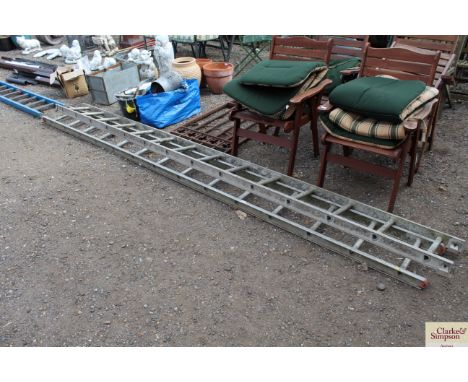 An aluminium extending ladder