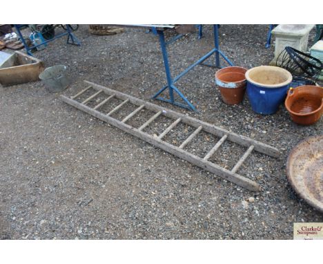 A single wooden ladder