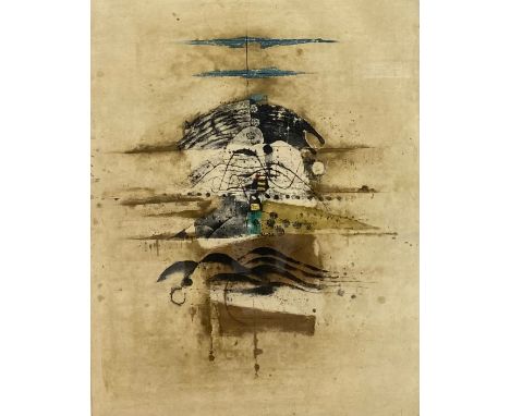 Johnny Friedlaender (1912-1992), a signed limited edition abstract aquatint etching on wove paper. Framed and glazed. H.83 W.