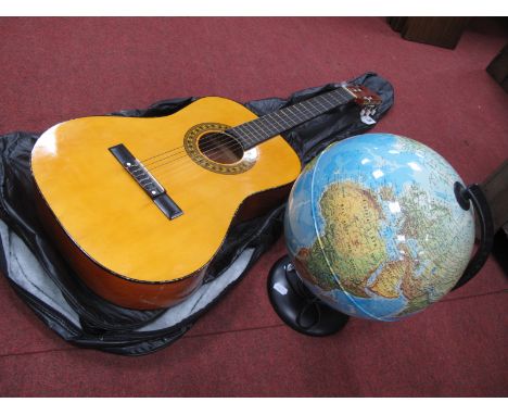 Herald Acoustic Guitar, Italian globe lamp. (2)