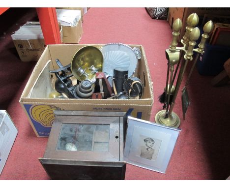 Smokers Box, Metronome, brass ware, scales and weights, etc:- One Box