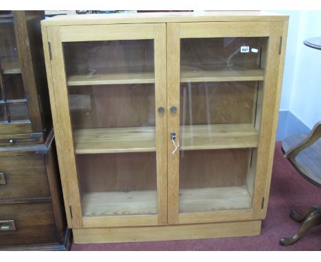 A Light Oak and Pine Display Cabinet with glazed doors 91.5cm wide.