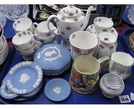 Royal Standard Coffee Service, of fourteen pieces, Wedgwood Jasper ware, Coalport, etc:- One Tray.