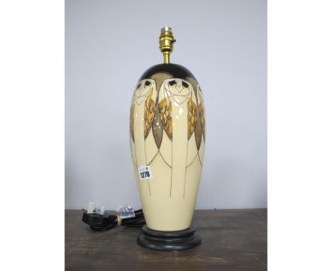 A Moorcroft Pottery Table Lamp Base, painted in the 'Tengu' design by Vicky Lovatt, L101/12, 30cm high (excluding fitting).