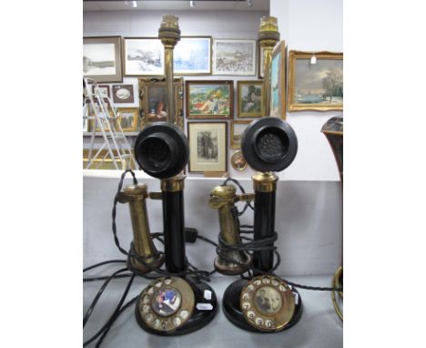 A Pair of Candlestick Telephones '9234', converted to electric lamps.