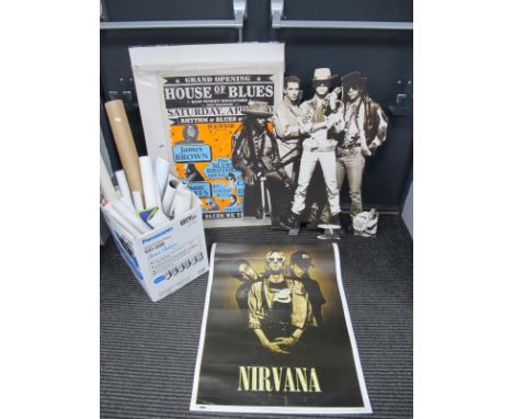 A Box of Reproduction Posters, examples for Nirvana, Paul McCartney, Linda McCartney, The Beatles, Jethro Tull, Bob Dylan, et