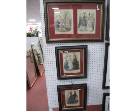 French Fashion Prints, Journal Des Demoiselles, two in single frames, the other two in one frame.