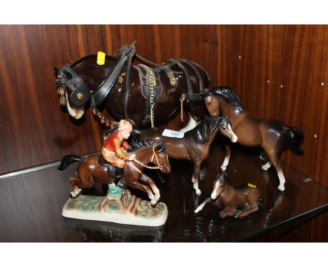 A COLLECTION OF CERAMIC HORSES TO INC BESWICK EXAMPLES