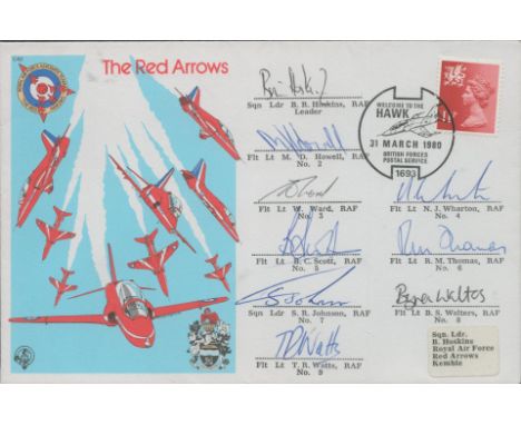 The Red Arrows R.A.F. Formation Flying Team Signed First Day Cover. Good condition. All autographs are genuine hand signed an