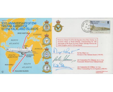Rex Hunt, P Johnson and K Filbey signed cover. Good condition. All autographs are genuine hand signed and come with a Certifi