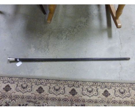 Silver topped black wooden walking stick