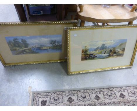 Country scene watercolour by L Rowland 1867 and matching print