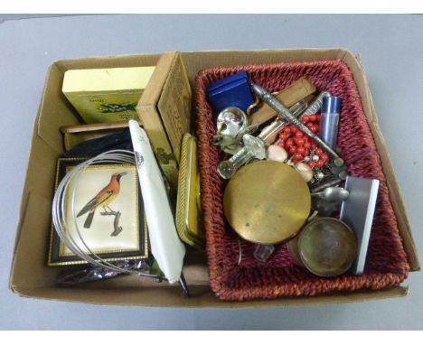 Box of mixed collectables to include; watches, costume jewellery, badges