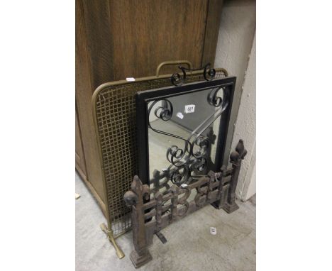 Brass Firescreen, Wrought Iron Firescreen plus Cast Iron Fire Front