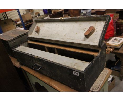 Vintage Pine Tool Box with interior drawer and shelf