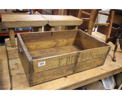 Vintage Pine Sign Written Trug for ' F Dibben & Sons Fish Market Poole '