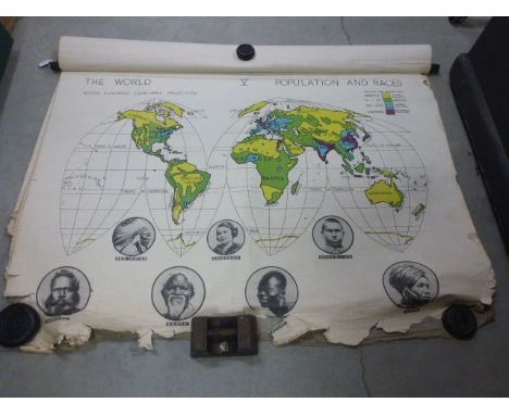 Four Vintage Educational Maps of the World produced by Gill's Simplified Wall Map Series