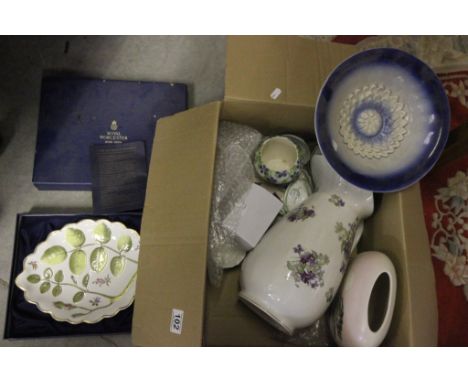 A boxed Royal Worcester dish, along with various other items 