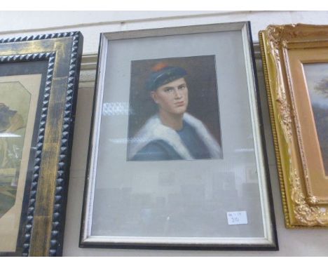 WWI interest oil painting portrait of a French sailor in costume