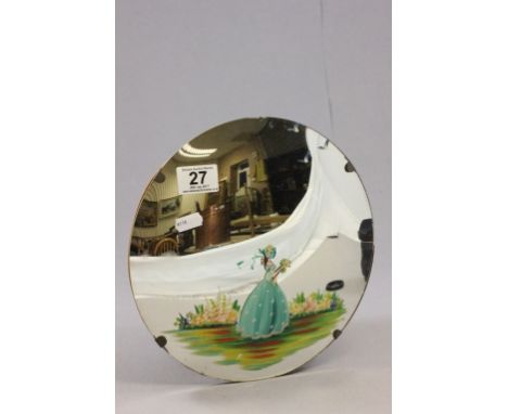 1930's Handpainted Vintage Convex Mirror