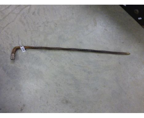 Silver capped wooden walking stick, the silver having matching wooden effect