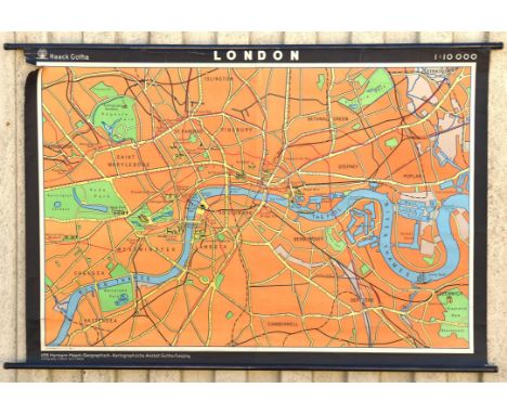 HAACK GOTHA, Map of London, scale 1:10,000,  paper on linen, printed to the margin, Veb Hermann Haak, Geographisch-Kartograph