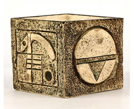 TINA DOUBLEDAY, (BRITISH, 1977-1979) FOR TROIKA, square vase, signed to base, 8cm high x 9cm squareCondition Report:  glaze c