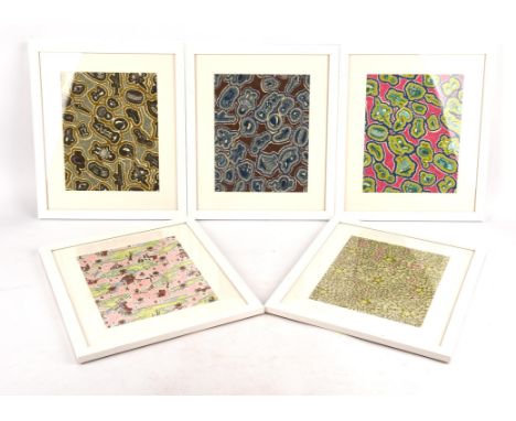 SIR GRAYSON PERRY (BRITISH, B. 1960) FOR LIBERTY, Five framed fabrics by Liberty, the Tana Lawn Collection, to include Cranfo