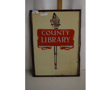A small double sided enamel signed marked County Library