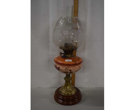 Victorian  oil lamp with opaque glass font